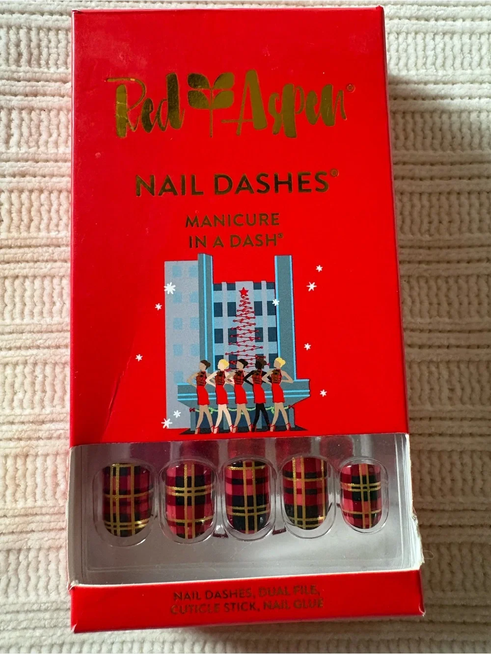 Red Aspen Red Plaid Nail Dashes Press-On Nails Kickin It With Roman